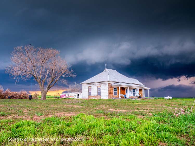 House with storm damages after tornado
