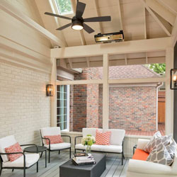 infrared heater on screened porch wall