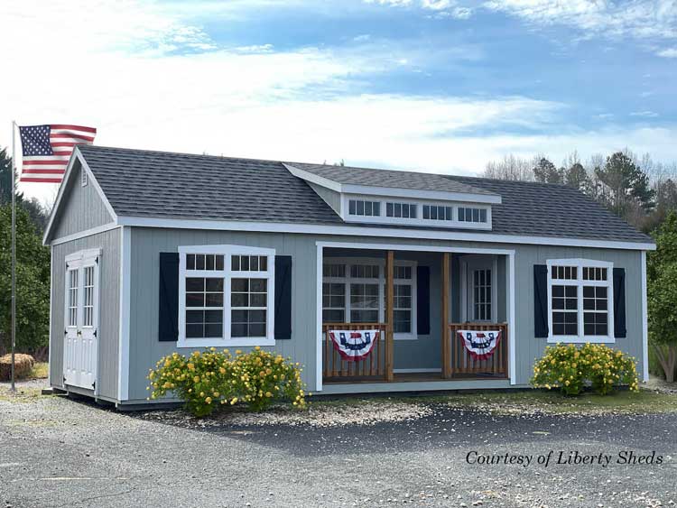 center porch shed by Liberty Sheds
