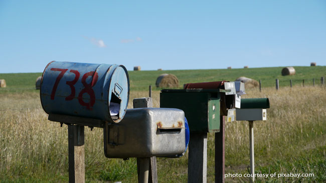 old mailboxes along road