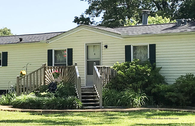 mobile home with deck-style front porch