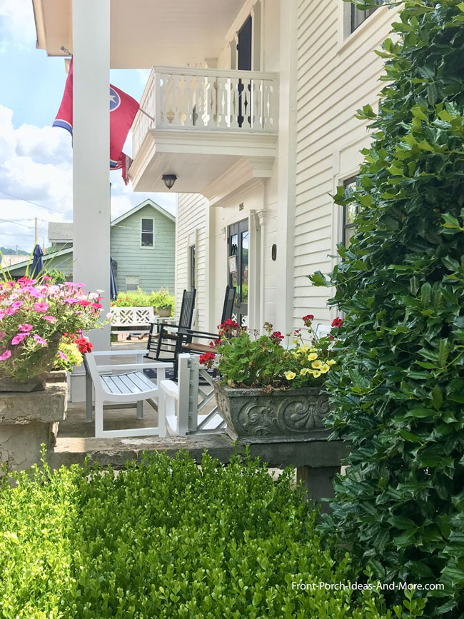Front porch of Miss Mary Bobo's Restaurant in Lynchburg TN