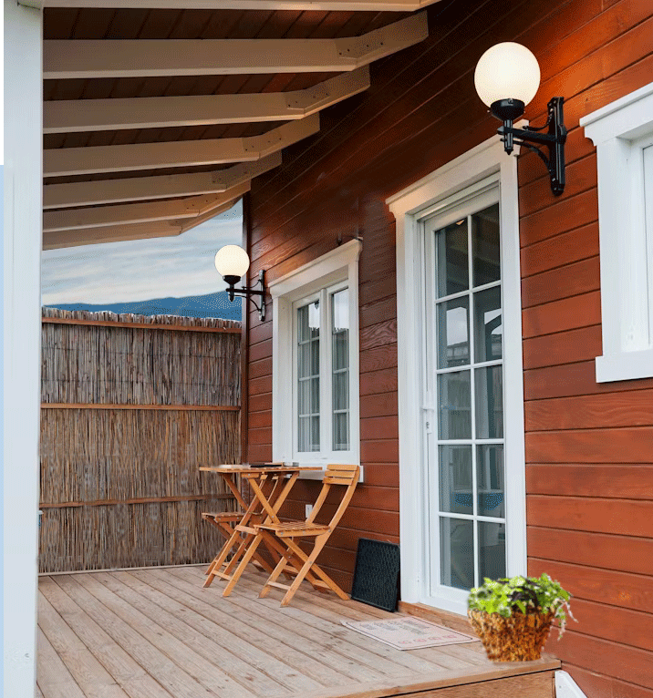 front porch with gable roof addition to mobile home