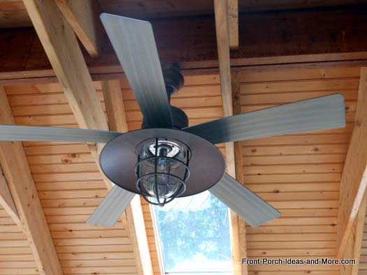 front porch with fans