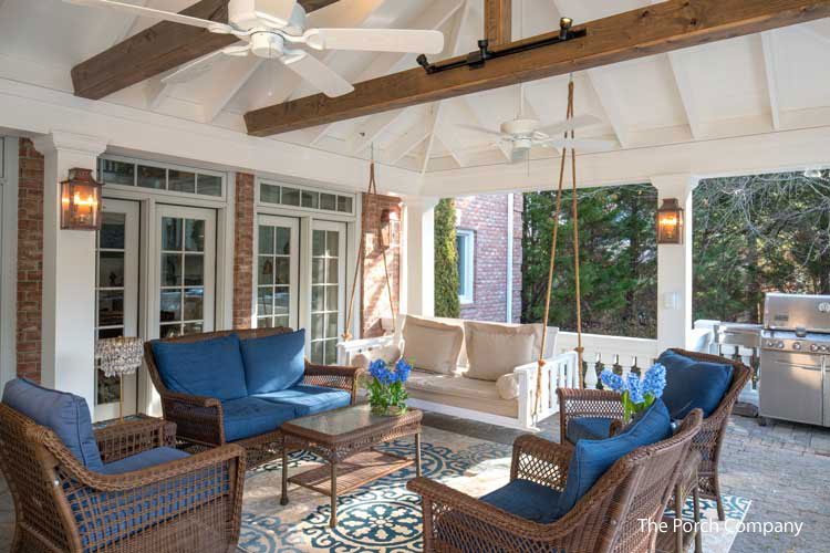 outdoor furniture in blue courtesy of The Porch Company