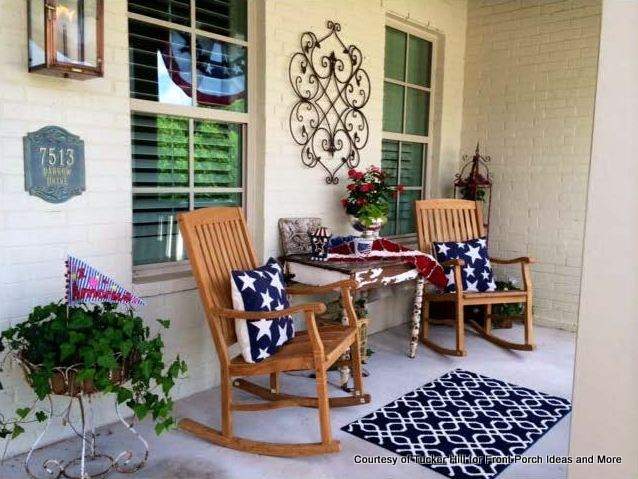 patriotic chairs on porch at Tucker Hill in McKinney TX