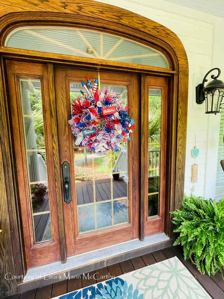 Laura's front door dressed up so patriotically