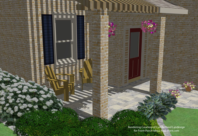 Patio under gazebo roof adjacent to porch