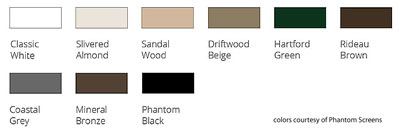 retractanble mesh screen colors by Phantom Screens