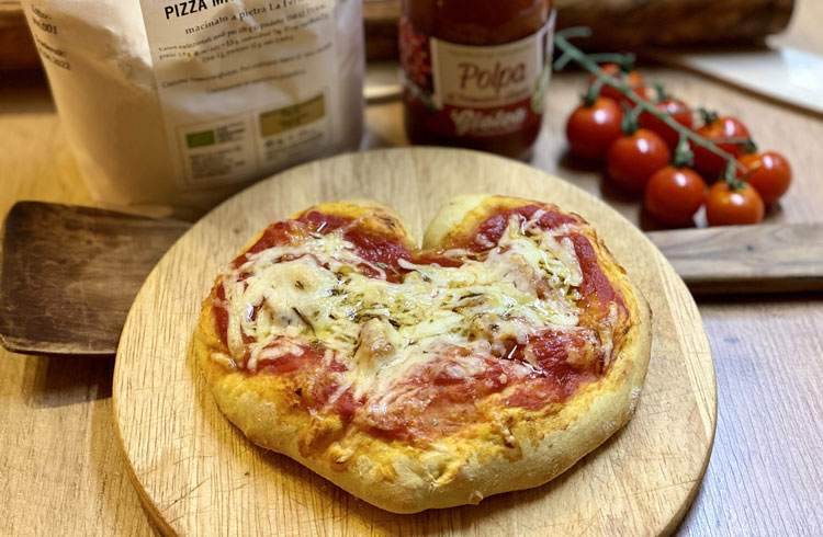 pizza in a heart shape for Valentine Day