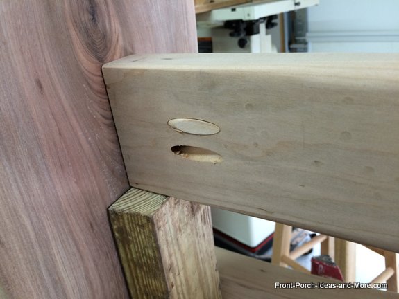 using pocket holes to attach leg brace hidden by dowel