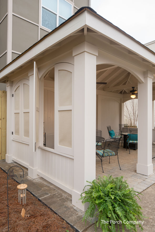 shutters on custom built porch