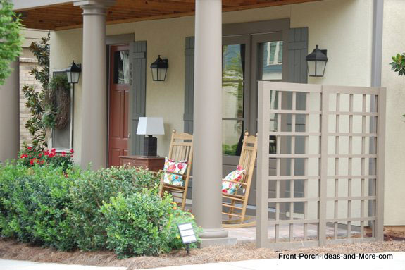 privacy trellis adjacent to front porch