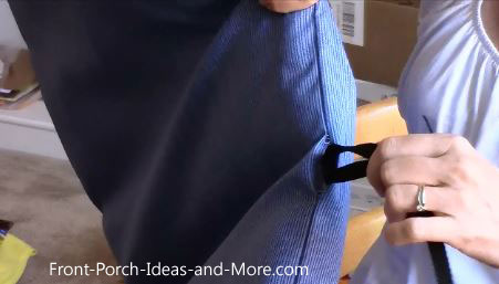 Pull the ties through the holes you made.