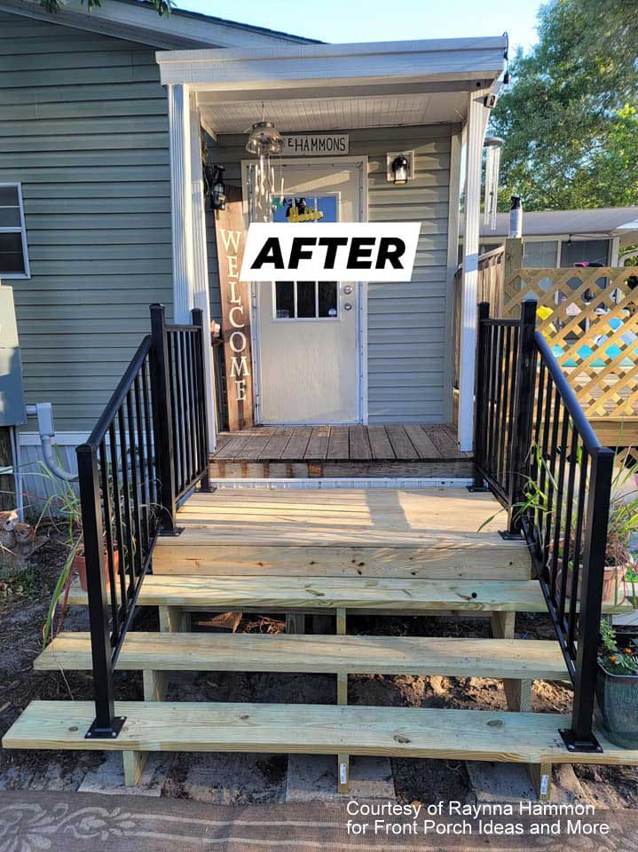 wooden front porch steps designs 3 sided