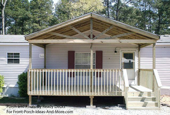 Ready Decks porch with wagon wheel design in gable roof