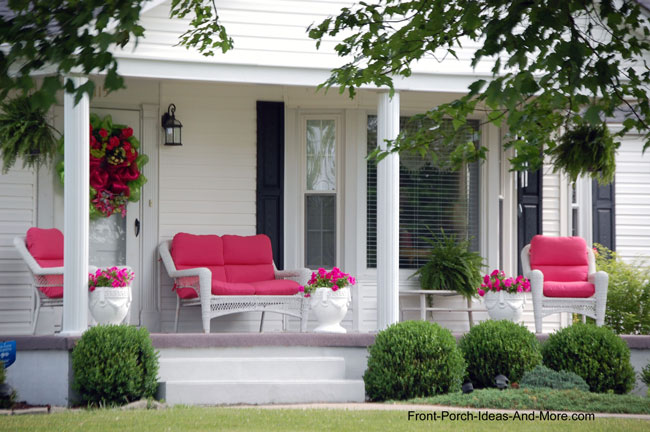 summer porch decorated in fushia