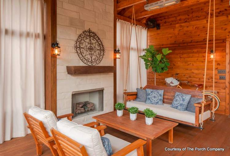 infrared heater on beautiful screen porch from The Porch Company