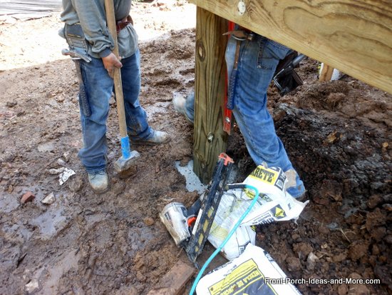porch posts set in concrete