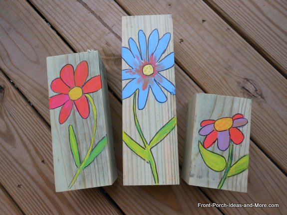 We used the same wood blocks for our spring decor