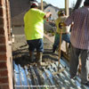 pouring concrete on steel sheathing