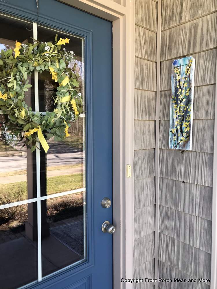 spring wreath at front door