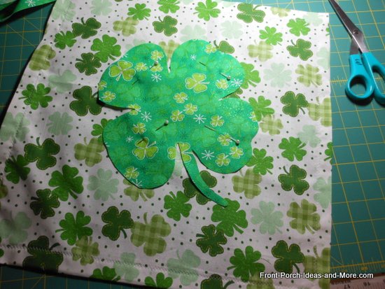 pin the shamrock onto the front of the pillow topper