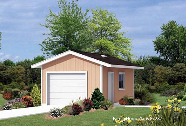 standard one car garage plan familyhomeplans.com 87827