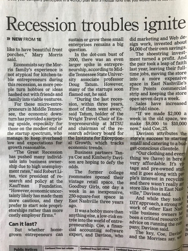 Dave and Mary featured in Tennessean article