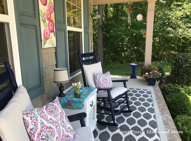 front porch decorated for summer
