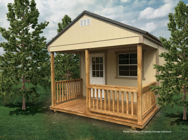 rustic front porch shed