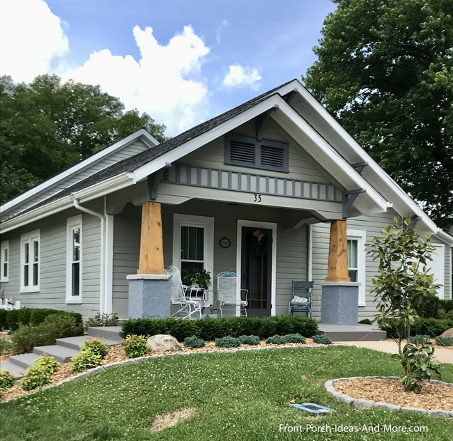 cottage house with craftsman porch columns