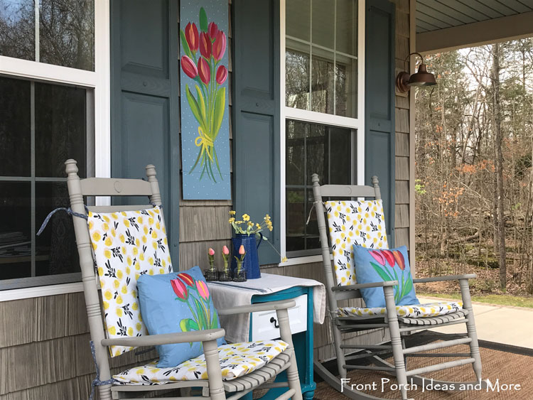 Our tulip-themed spring porch
