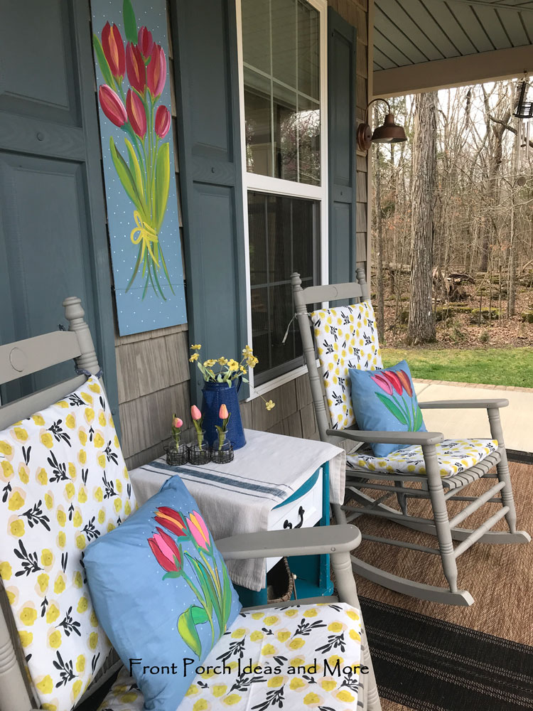 Our tulip-themed spring porch