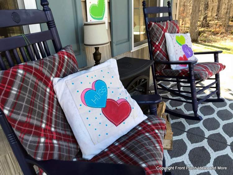 our front porch decorated for Valentine month