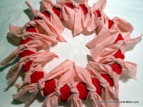 valentine wreath with more pink ties
