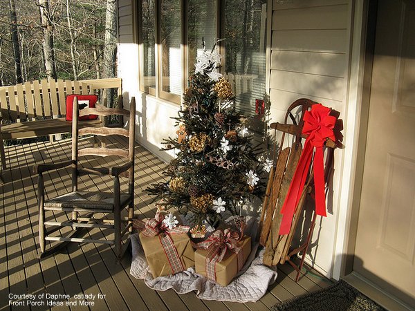 Christmas porch on farmhouse