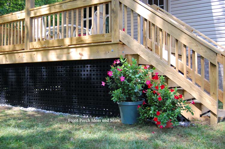 attractive black vinyl lattice panels for privacy beneath deck
