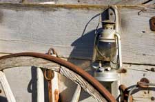 Wagon wheel and lantern