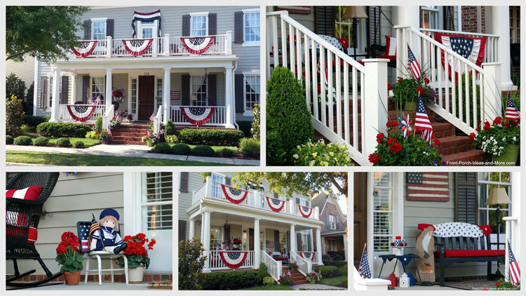 4th of july porches with flags collage